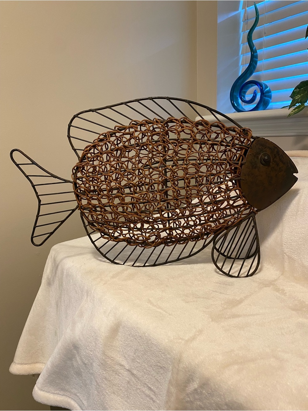 Vintage Woven Metal Fish Sculpture - Picture 2 of 10